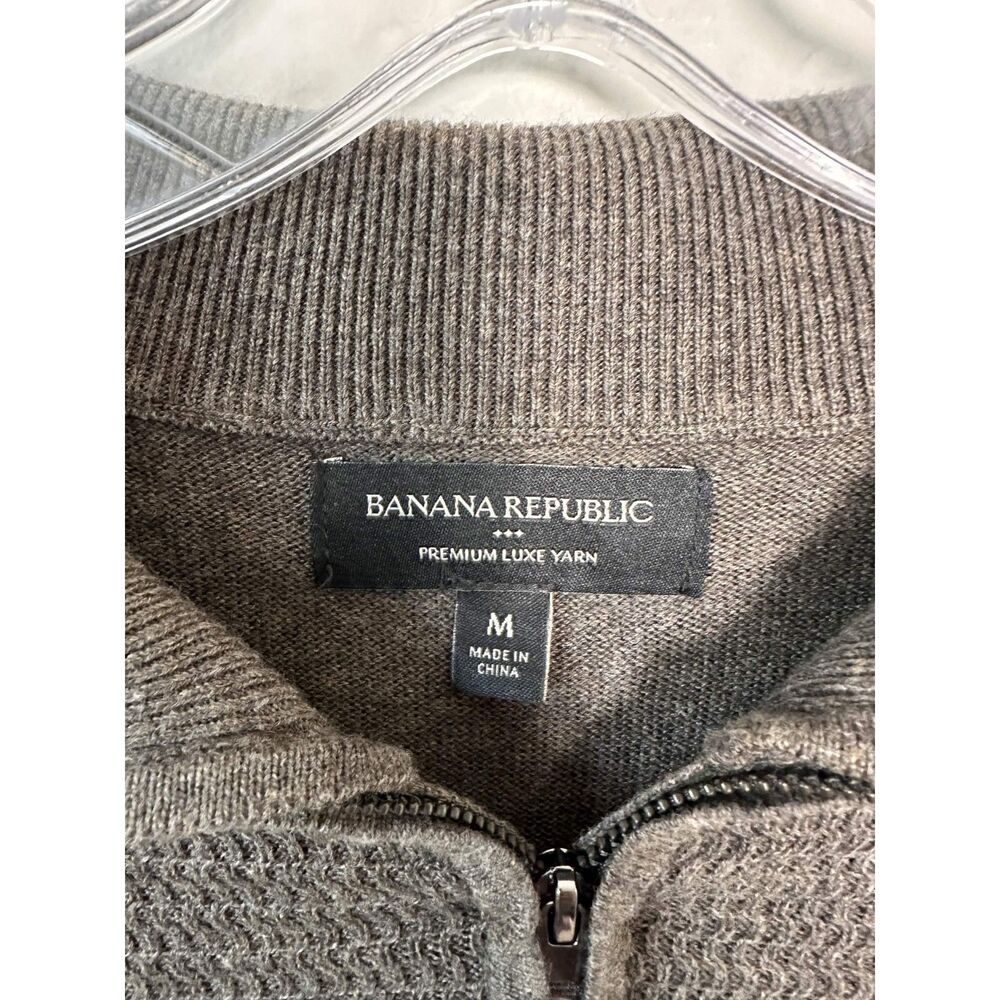 Banana Republic Mens M Brown Silk Cashmere Blend Quarter 1/4 Zip Sweater Medium - Picture 4 of 8